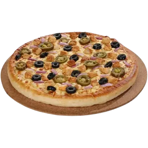 Cheezious Chicken Tandoori Pizza with smoky tandoori-marinated chicken, onions and capsicum