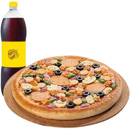Cheezious Large Pizza Deal with a large pizza and a 1-litre drink