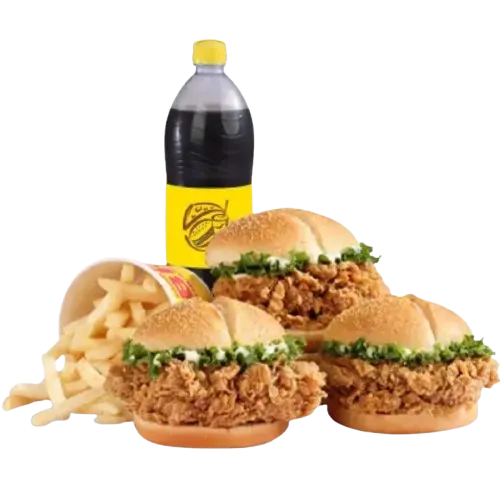 Cheezious Bazinga Trio Deal with 2 burgers, fries and drinks