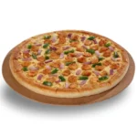 Chicken Fajita pizza shown at Large 11 to 12 inch size, serves 3 to 4 people, 8 slices